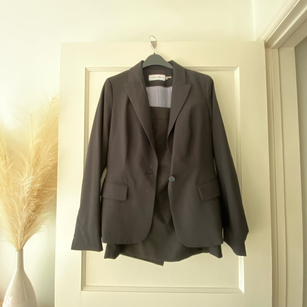 CALVIN KLEIN black suit set - blazer and skirt